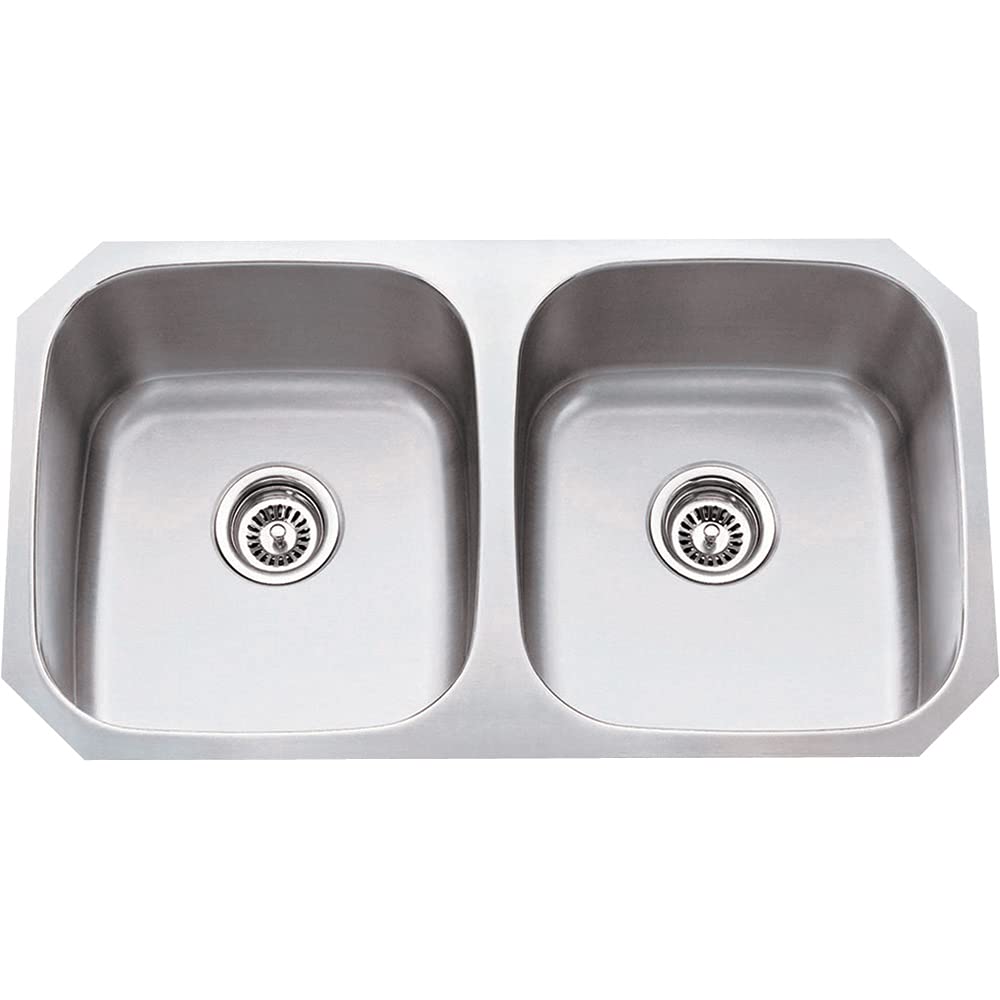 Hardware Resources 802 32-1/4" L x 18-1/2" W x 9" D Undermount 16 Gauge Stainless Steel 50/50 Double Bowl Sink
