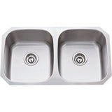 Hardware Resources 802 32-1/4" L x 18-1/2" W x 9" D Undermount 16 Gauge Stainless Steel 50/50 Double Bowl Sink