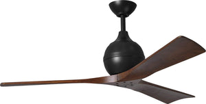 Matthews Fan IR3-BK-WA-52 Irene-3 three-blade paddle fan in Matte Black finish with 52" solid walnut tone blades.