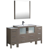 Fresca FVN62-123612GO-UNS Fresca Torino 60" Gray Oak Modern Bathroom Vanity w/ 2 Side Cabinets & Integrated Sink