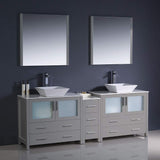 Fresca FVN62-361236GR-VSL Fresca Torino 84" Gray Modern Double Sink Bathroom Vanity w/ Side Cabinet & Vessel Sinks