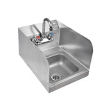 John Boos PBHS-W-0909-P-SSLR Pro-Bowl Wall Mount Hand Sink with 9"W x 9" Front to Back 5" Deep Bowl, Side Splashes & Splash Faucet