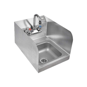 John Boos PBHS-W-0909-P-SSLR Pro-Bowl Wall Mount Hand Sink with 9"W x 9" Front to Back 5" Deep Bowl, Side Splashes & Splash Faucet