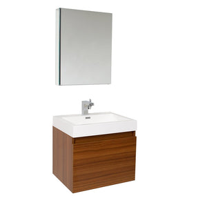 Fresca FVN8006TK Fresca Nano 24" Teak Modern Bathroom Vanity w/ Medicine Cabinet