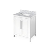 Jeffrey Alexander VKITCAD30BKBOR 30" Black Cade Vanity, Boulder Cultured Marble Vanity Top, undermount rectangle bowl