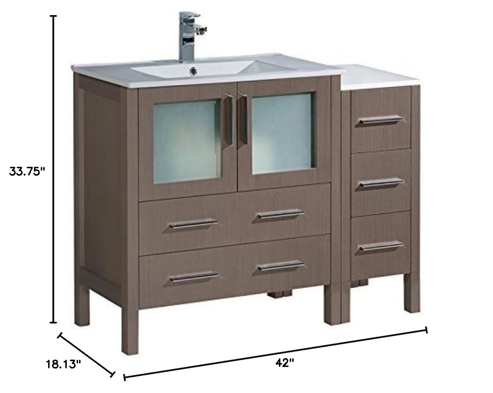 Fresca FCB62-3012GO-I Fresca Torino 42" Gray Oak Modern Bathroom Cabinets w/ Integrated Sink