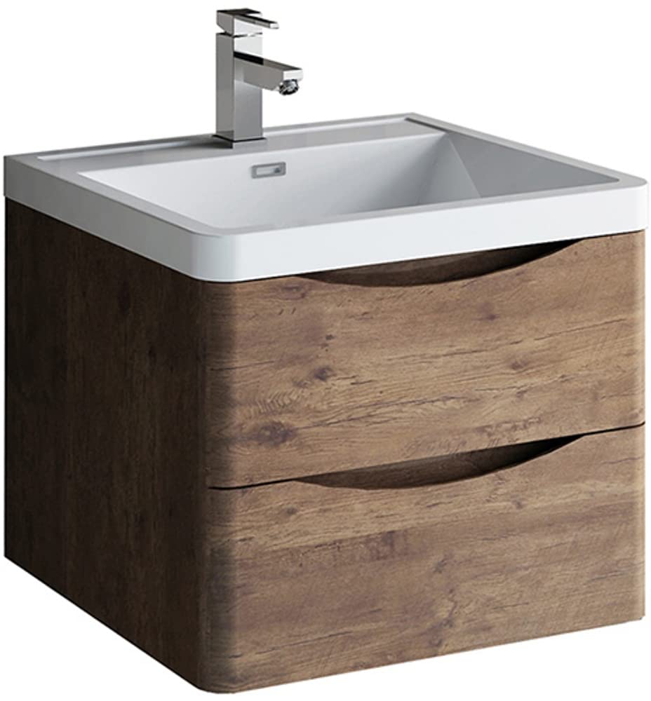 Fresca FCB9024RW-I Fresca Tuscany 24" Rosewood Wall Hung Modern Bathroom Cabinet w/ Integrated Sink