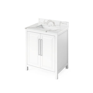 Jeffrey Alexander VKITCAD30WHSGR 30" White Cade Vanity, Steel Grey Cultured Marble Vanity Top, undermount rectangle bowl