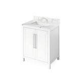 Jeffrey Alexander VKITCAD30BKBOR 30" Black Cade Vanity, Boulder Cultured Marble Vanity Top, undermount rectangle bowl