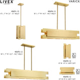 Livex Lighting 40694-12 Varick - Four Light Linear Chandelier, Satin Brass Finish with Satin Brass Solid Brass Shade