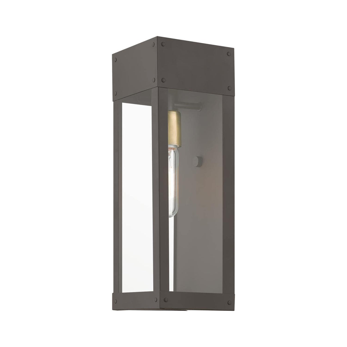 Barrett 1 Light Outdoor Sconce in Bronze with Antique Brass Candle (20873-07)