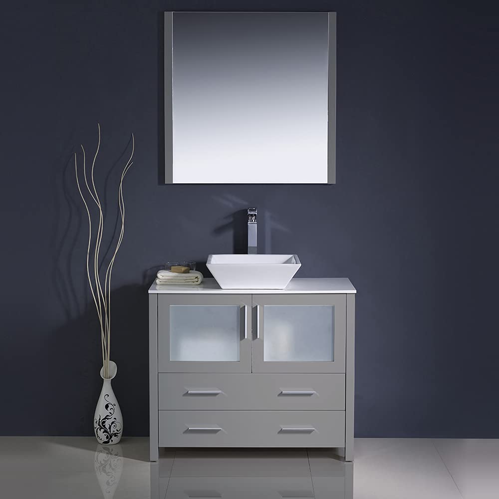 Fresca FVN6236GR-VSL Fresca Torino 36" Gray Modern Bathroom Vanity w/ Vessel Sink