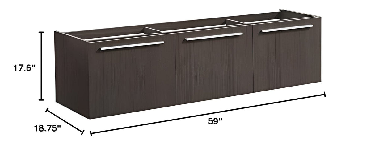 Fresca FCB8093GO Fresca Vista 60" Gray Oak Wall Hung Single Sink Modern Bathroom Cabinet
