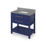 Jeffrey Alexander VKITWAV36BLSGR 36" Hale Blue Wavecrest Vanity, Steel Grey Cultured Marble Vanity Top, undermount rectangle bowl