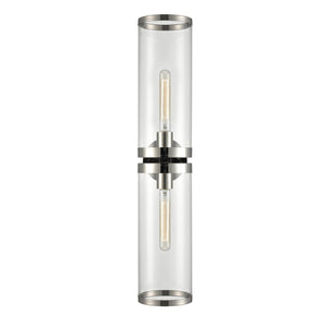 Alora WV311602PNCG REVOLVE II WALL VANITY 2 LIGHT POLISHED NICKEL CLEAR GLASS