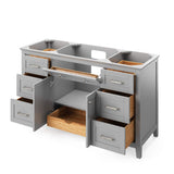 Jeffrey Alexander VKITCHA60SGRCQR 60" Grey Chatham Vanity, Calacatta Vienna Quartz Vanity Top, undermount rectangle bowl