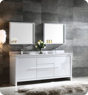 Fresca Allier 72" White Modern Double Sink Bathroom Cabinet