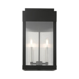 Livex Lighting 21238-04 York 2 Light Outdoor Wall Lantern, Black with Brushed Nickel Finish Candles with Brushed Nickel Stainless Steel Reflector