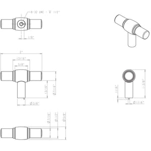 Jeffrey Alexander 885L-SBZ 2" Satin Bronze Hayworth Cabinet "T" Knob