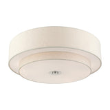 Livex Lighting 45849-91 Meridian - 6 Light Semi-Flush Mount in Meridian Style - 30 Inches Wide by 13.5 Inches high, Brushed Nickel Finish with Off-White Fabric Shade