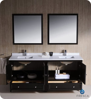 Fresca FVN20-3636ES Fresca Oxford 72" Espresso Traditional Double Sink Bathroom Vanity
