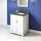 Jeffrey Alexander VKITADD24WHBOR 24" White Addington Vanity, Boulder Cultured Marble Vanity Top, undermount rectangle bowl