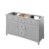 Jeffrey Alexander VKITSAV60GRBOR 60" Grey Savino Vanity, double bowl, Boulder Cultured Marble Vanity Top, two undermount rectangle bowls