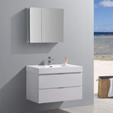 Fresca FVN8336GG Fresca Valencia 36" Dark Slate Gray Wall Hung Modern Bathroom Vanity w/ Medicine Cabinet