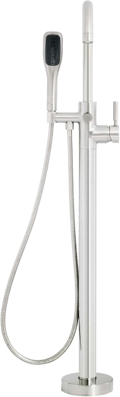 Miseno MTF194 Floor Mounted Tub Filler with Integrated Valve and Diverter - Includes Hand Shower - Flat Black