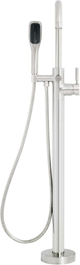 Miseno MTF194 Floor Mounted Tub Filler with Integrated Valve and Diverter - Includes Hand Shower - Flat Black