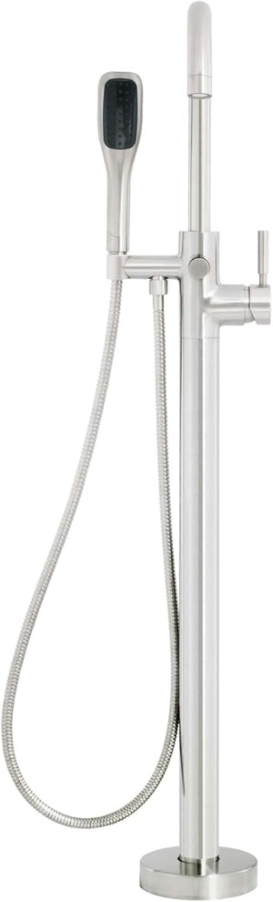 Miseno MTF194 Floor Mounted Tub Filler with Integrated Valve and Diverter - Includes Hand Shower - Flat Black