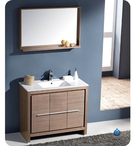 Fresca FCB8140GO Fresca Allier 40" Gray Oak Modern Bathroom Cabinet