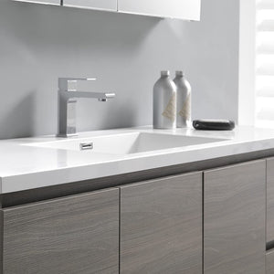 Fresca FVN9360MGO-S Fresca Lazzaro 60" Gray Wood Free Standing Single Sink Modern Bathroom Vanity w/ Medicine Cabinet