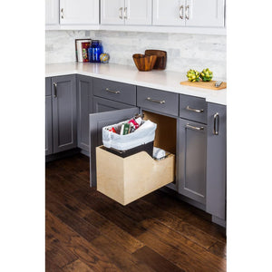 Hardware Resources CAN-WBMS35B Single 35 Quart Wood Bottom-Mount Soft-close Trashcan Rollout for Hinged Doors, Includes Black Can