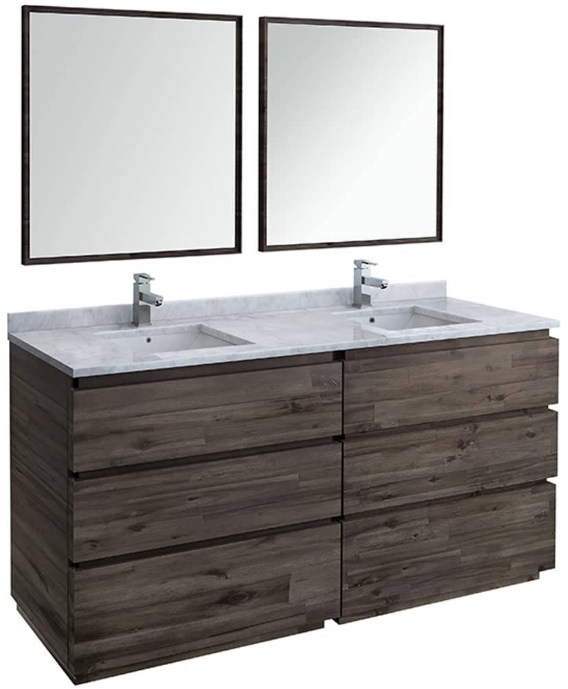 Fresca FVN31-3636ACA-FC Fresca Formosa 72" Floor Standing Double Sink Modern Bathroom Vanity w/ Mirrors