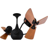 Matthews Fan VB-BK-WD Vent-Bettina 360° dual headed rotational ceiling fan in Matte Black finish with solid sustainable mahogany wood blades.