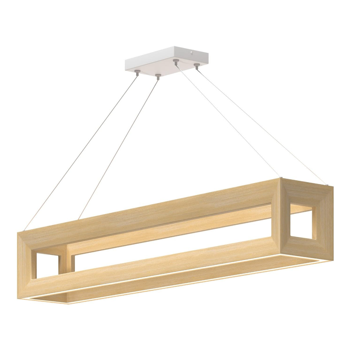 Kuzco LP32942-WK MORINA 42" LINEAR PENDANT WHITE OAK WHITE TEXTURED 120" WIRE 120V TRIAC/ELV LED 3000K 90CRI 57W