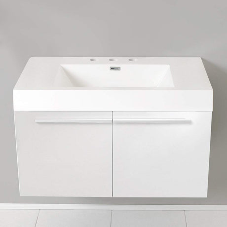 Fresca FCB8090TK-I Fresca Vista 36" Teak Modern Bathroom Cabinet w/ Integrated Sink