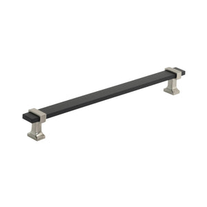 Amerock Cabinet Pull Brushed Matte Black/Satin Nickel 8-13/16 inch (224 mm) Center to Center Overton 1 Pack Drawer Pull Drawer Handle Cabinet Hardware