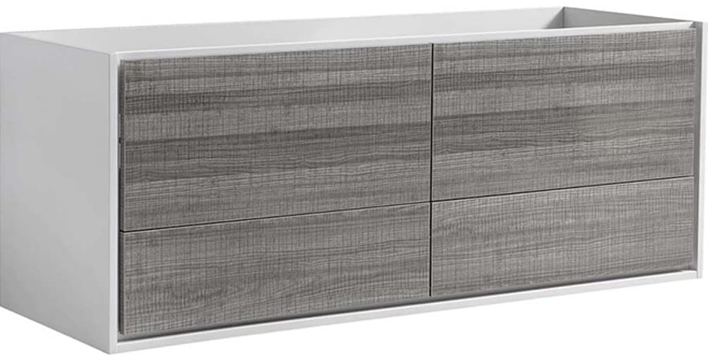 Fresca FCB9260HA-D Fresca Catania 60" Glossy Ash Gray Wall Hung Double Sink Modern Bathroom Cabinet