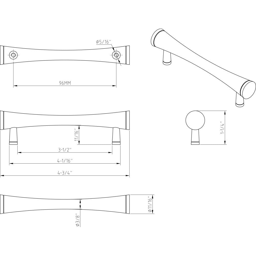 Elements 475MB 96 mm Center-to-Center Matte Black Sedona Cabinet Pull