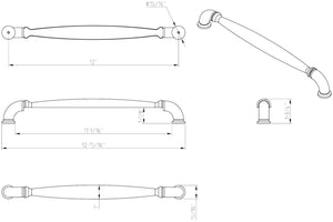 Jeffrey Alexander 737-12SN 12" Center-to-Center Satin Nickel Chesapeake Appliance Handle