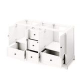 Jeffrey Alexander VKITADD60WHWCR 60" White Addington Vanity, double bowl, White Carrara Marble Vanity Top, two undermount rectangle bowls