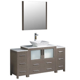 Fresca FVN62-123612GO-VSL Fresca Torino 60" Gray Oak Modern Bathroom Vanity w/ 2 Side Cabinets & Vessel Sink