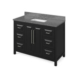 Jeffrey Alexander VKITCAD48BKBOR 48" Black Cade Vanity, Boulder Cultured Marble Vanity Top, undermount rectangle bowl