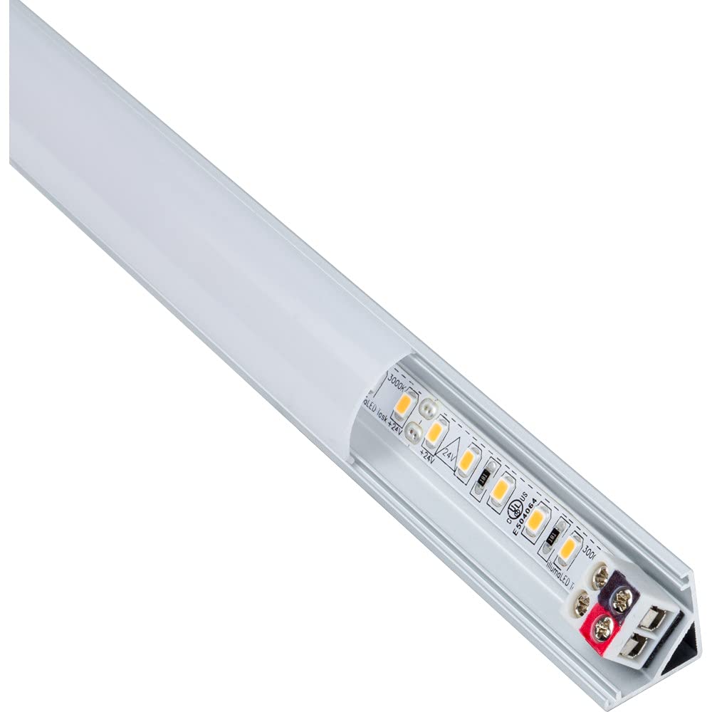 Task Lighting LV2P324V48-12W3 44-1/16" 661 Lumens 24-volt Standard Output Linear Fixture, Fits 48" Wall Cabinet, 12 Watts, Angled 003 Profile, Single-white, Soft White 3000K