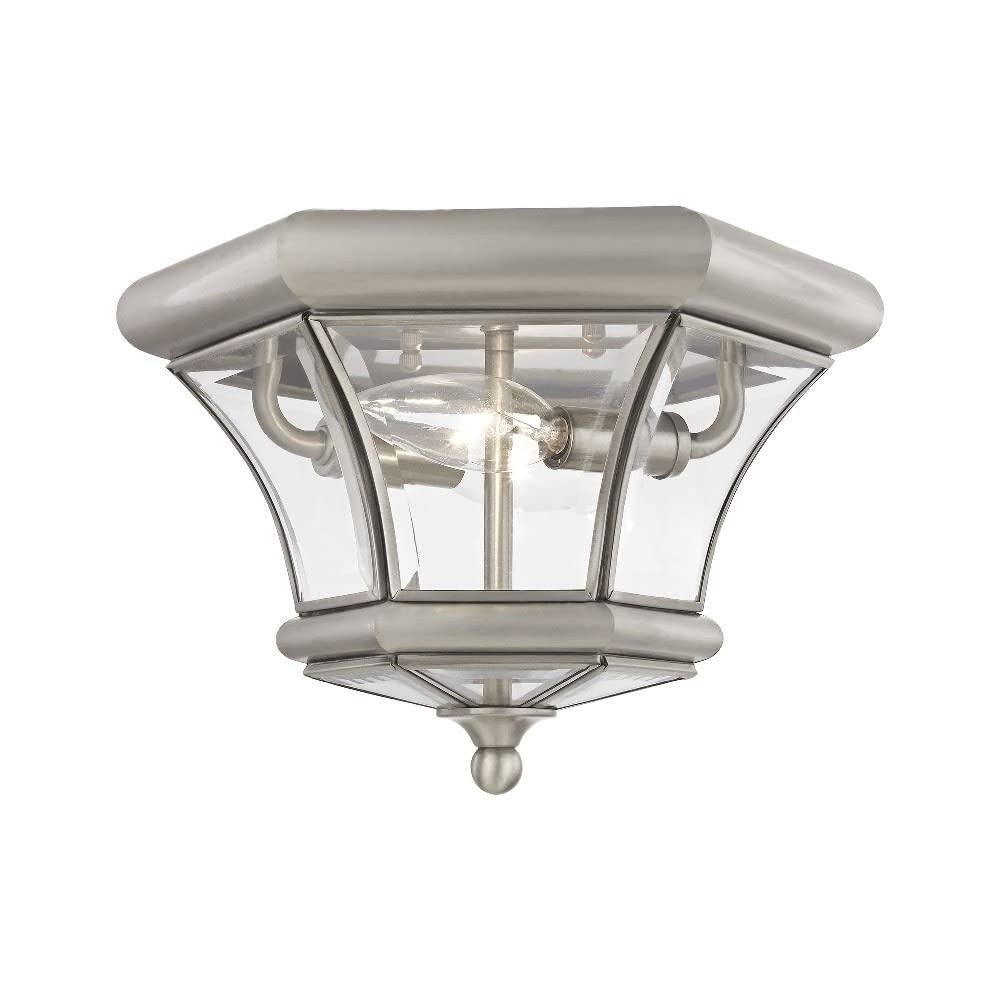 Livex Lighting 7052-03 Flush Mount with Clear Beveled Glass Shades, White