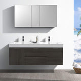 Fresca FVN8360GO-D Fresca Valencia 60" Gray Oak Wall Hung Double Sink Modern Bathroom Vanity w/ Medicine Cabinet