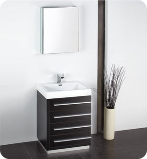 Fresca FCB8024BW Fresca Livello 24" Black Modern Bathroom Cabinet