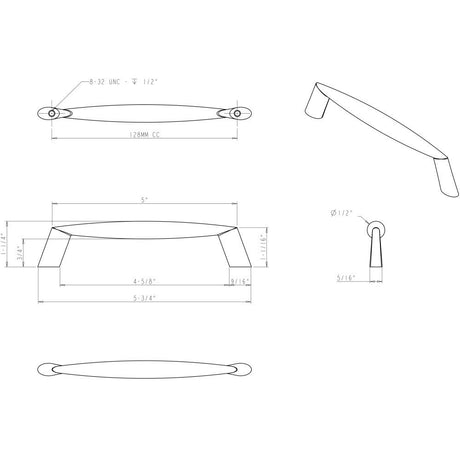 Elements 988-128MB 128 mm Center-to-Center Matte Black Zachary Cabinet Pull